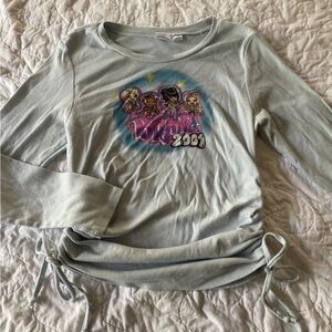 Vintage Y2K Bratz 2001 Girls XL Blue Drawstring Side Long Sleeve Tshirt